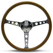 Steering Wheel Wood 15" Classic Chrome With Holes