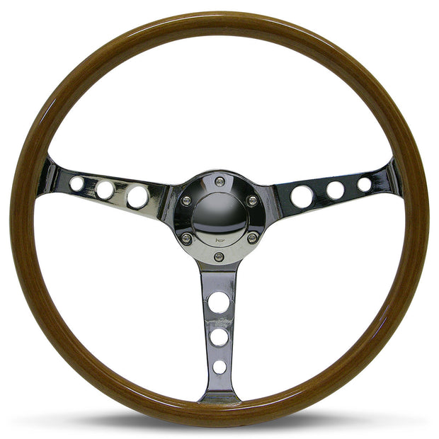 Steering Wheel Wood 15" Classic Chrome With Holes