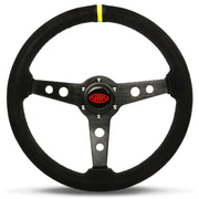 Steering Wheel Suede 14" Retro Black Spoke + Indicator