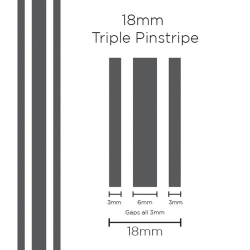 Pinstripe Triple Charcoal 18mm x 10mt