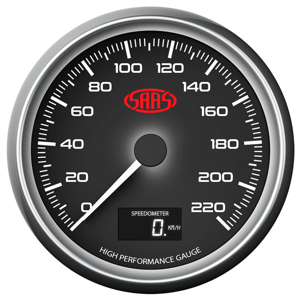Speedometer 0-220 KPH 3 1/2" 89mm In Dash Black Muscle Series