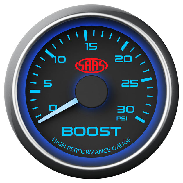 Boost Gauge Diesel 030psi 52mm Black Muscle Series 12Volt Customs