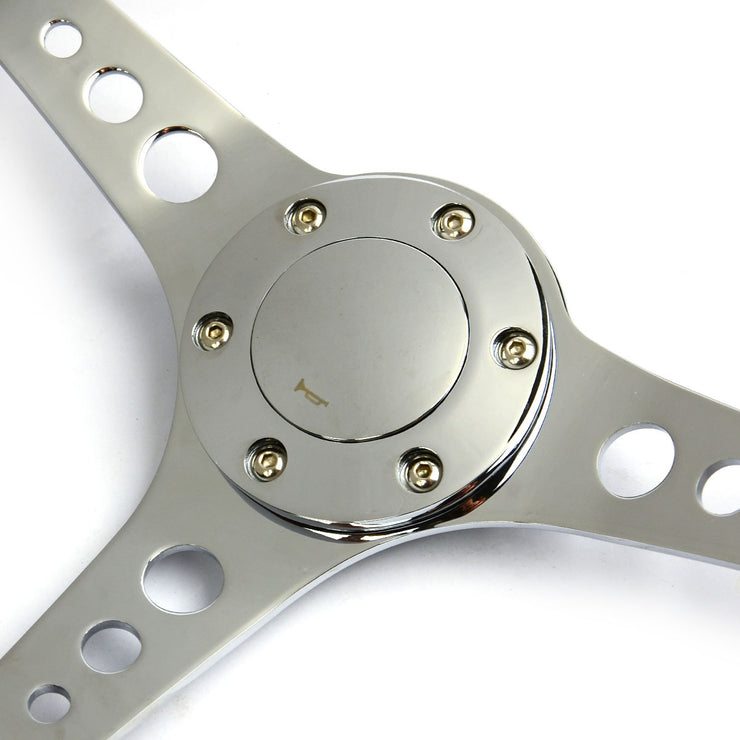 Steering Wheel Wood 14" Logano Chrome Spoke & Button