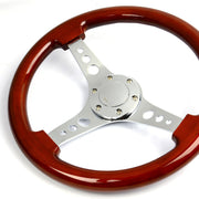Steering Wheel Wood 14" Logano Chrome Spoke & Button