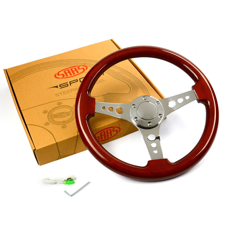 Steering Wheel Wood 14" Logano Chrome Spoke & Button
