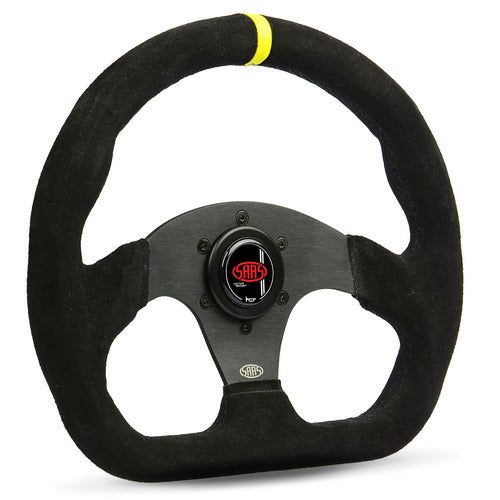 Steering Wheel Suede 13" Black Flat Bottom + Indicator