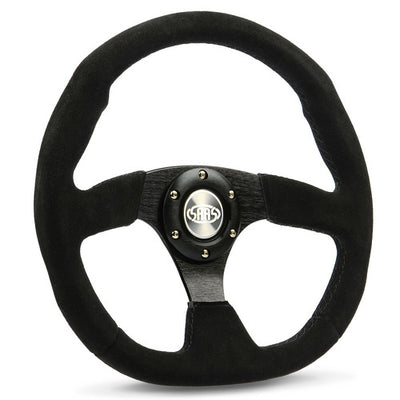 Steering Wheel Suede 14" Black Flat Bottom