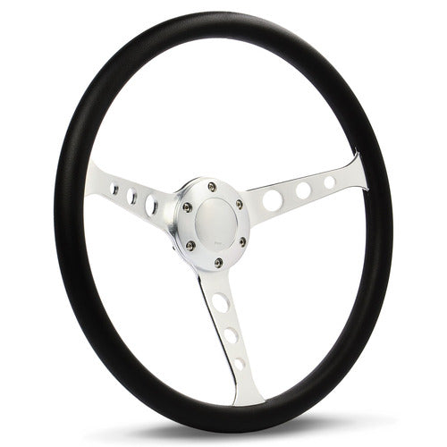 Steering Wheel 15" Classic Series Poly Grip Brushed Alloy Spokes With Holes