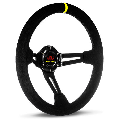 Steering Wheel Suede 14" Deep Dish Black Slotted + Indicator