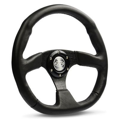 Steering Wheel Leather 14" Black Flat Bottom