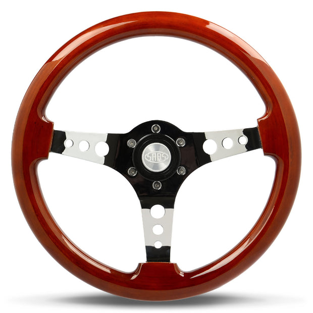 Steering Wheel Wood 14" Logano Chrome Spoke