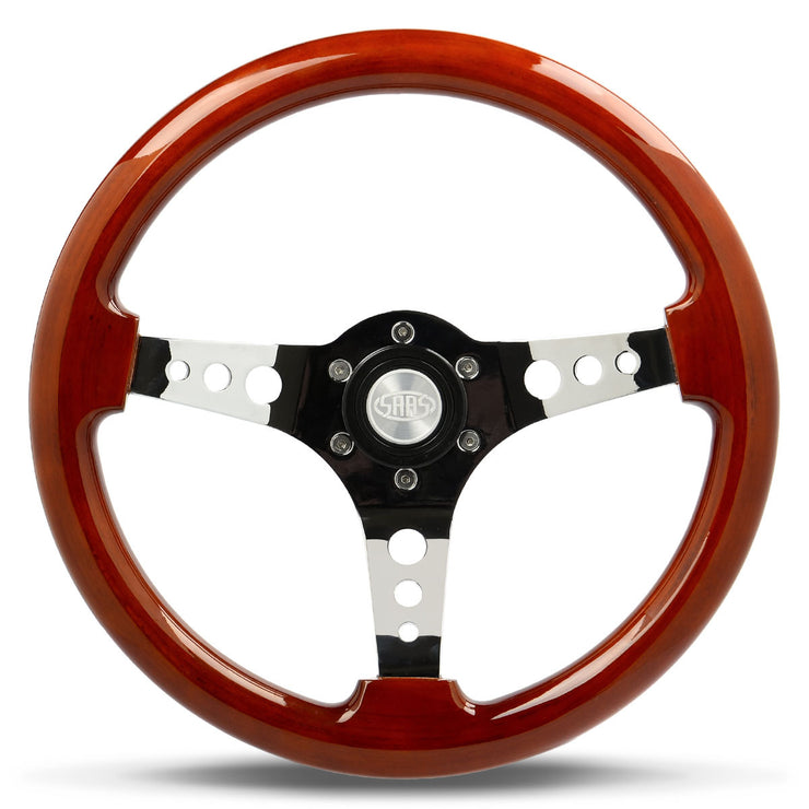 Steering Wheel Wood 14" Logano Chrome Spoke