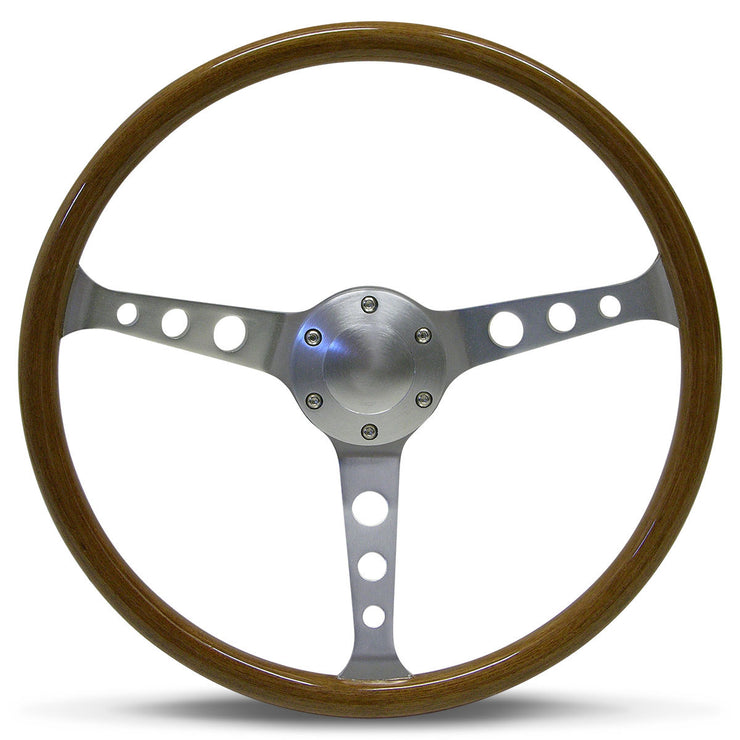Steering Wheel Wood 15" Classic Brushed With Holes