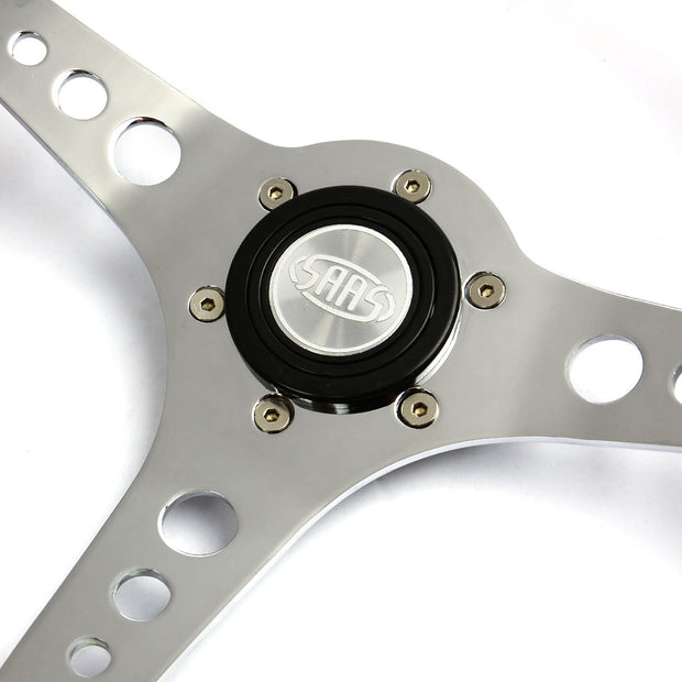 Steering Wheel Wood 14" Logano Chrome Spoke