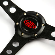 Steering Wheel Leather 14" Retro Black Spoke