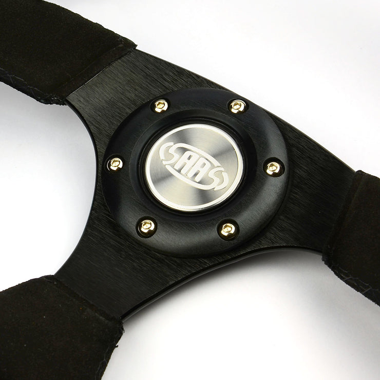 Steering Wheel Suede 14" Black Flat Bottom