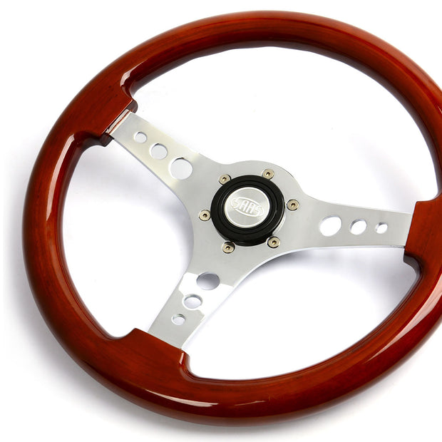 Steering Wheel Wood 14" Logano Chrome Spoke