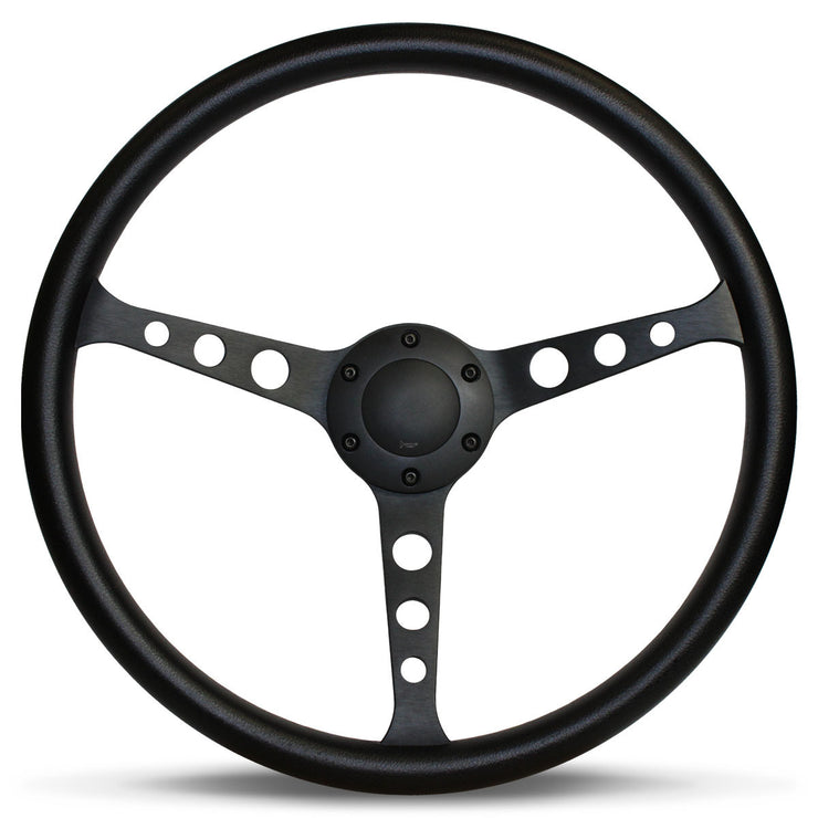 Steering Wheel 15" Classic Series Poly Grip Black Alloy Spokes With Holes