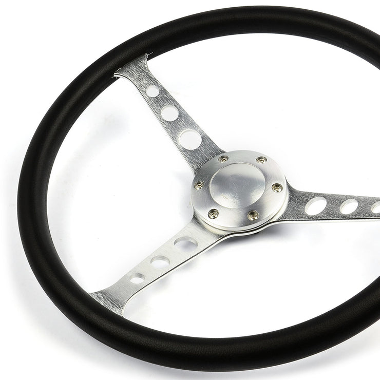 Steering Wheel 15" Classic Series Poly Grip Brushed Alloy Spokes With Holes