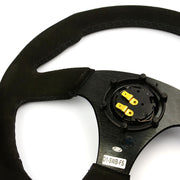 Steering Wheel Suede 14" Black Flat Bottom
