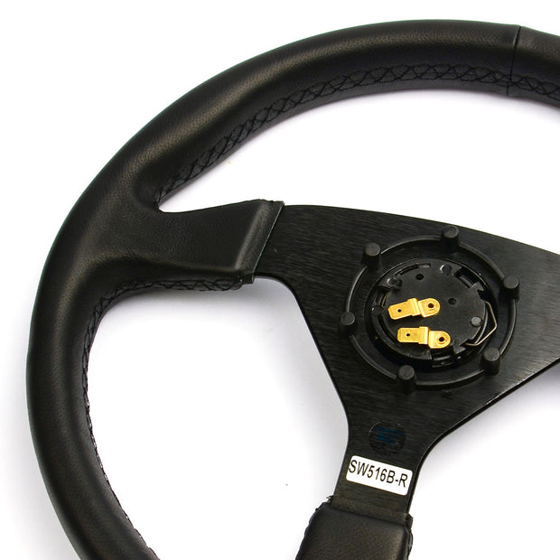 Steering Wheel Leather 14" Director Black Spoke