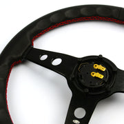 Steering Wheel Leather 14" Retro Black Spoke