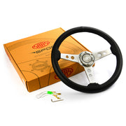Steering Wheel PVC 14" Retro Brushed Spoke