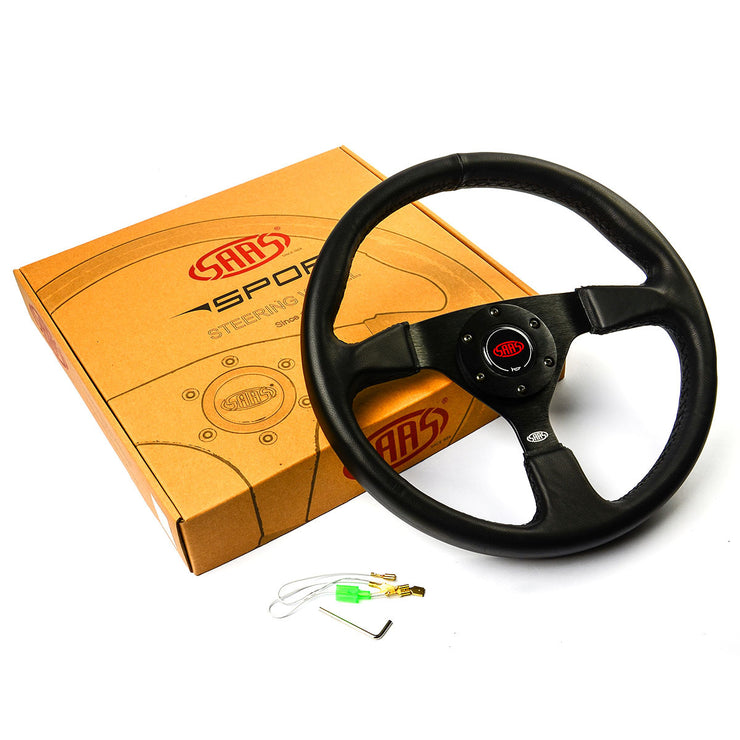 Steering Wheel Leather 14" Director Black Spoke