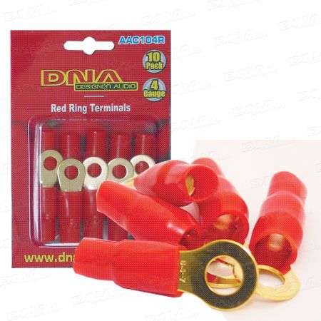 4 Gauge Ring Terminals Red 10 Pk