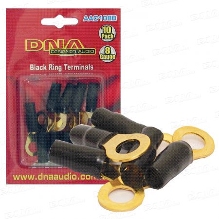 8 Gauge Ring Terminals Black 10 Pk