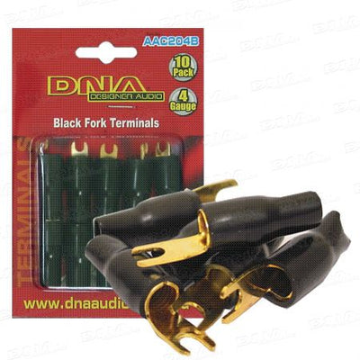 4 Gauge Fork Terminal Black 10 Pk