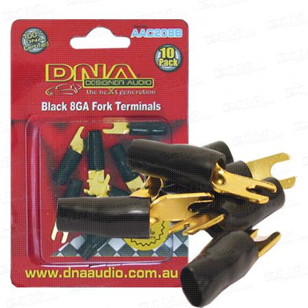 8 Gauge Fork Terminal Black 10 Pk