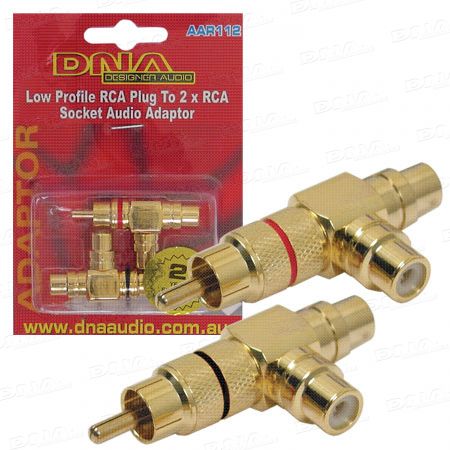 RCA Slimline Plug - 2 RCA Socket Adaptor