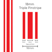 Pinstripe Triple Red 18mm x 10mt