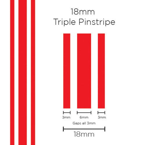 Pinstripe Triple Red 18mm x 10mt