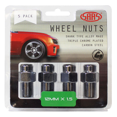 Wheel Nuts Mag 12 x 1.50 Chrome 43mm 5Pk