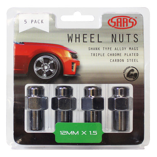 Wheel Nuts Mag 12 x 1.50 Chrome 43mm 5Pk