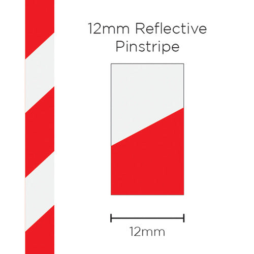 Pinstripe Reflective Red/White 12mm x 1mt
