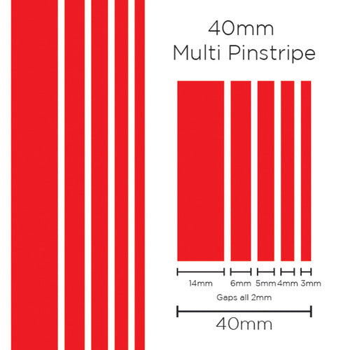 Pinstripe Multi Red 40mm x 10mt