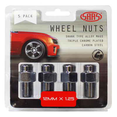 Wheel Nuts Mag 12 x 1.25 Chrome 43mm 5Pk