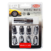 Wheel Nuts S/D 6 Spline 12 x 1.25 Inc Chr Key 10Pk