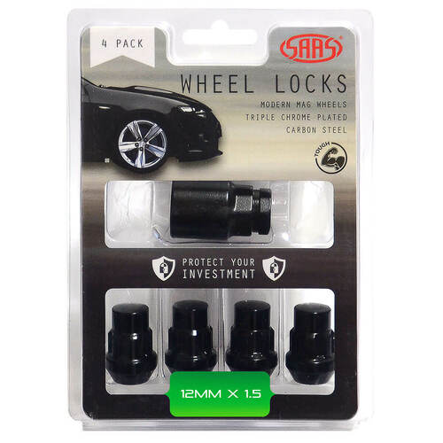 Lock Nuts Splined Bulge 12mm x 1.50 Black Pk 4