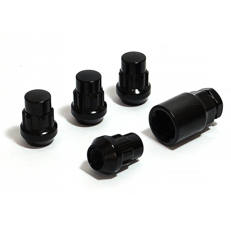 Lock Nuts Splined Bulge 12mm x 1.50 Black Pk 4