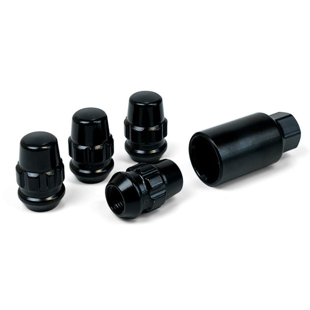 Lock Nuts Splined Acorn Bulge 1/2 Black Pk 4