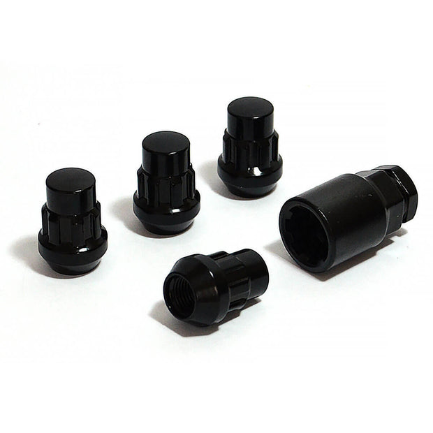 Lock Nuts Splined Bulge 1/2 Black Pk 4