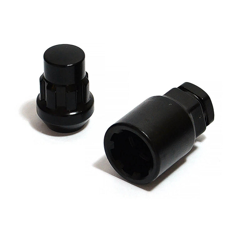 Lock Nuts Splined Bulge 12mm x 1.50 Black Pk 4