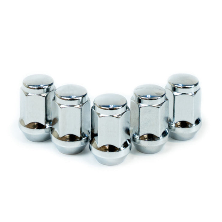 Wheel Nuts Flat Head Bulge 1/2" Chr 35mm 5Pk