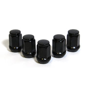 Wheel Nuts Flat Head Bulge 12 x 1.25 Black 35mm 5Pk