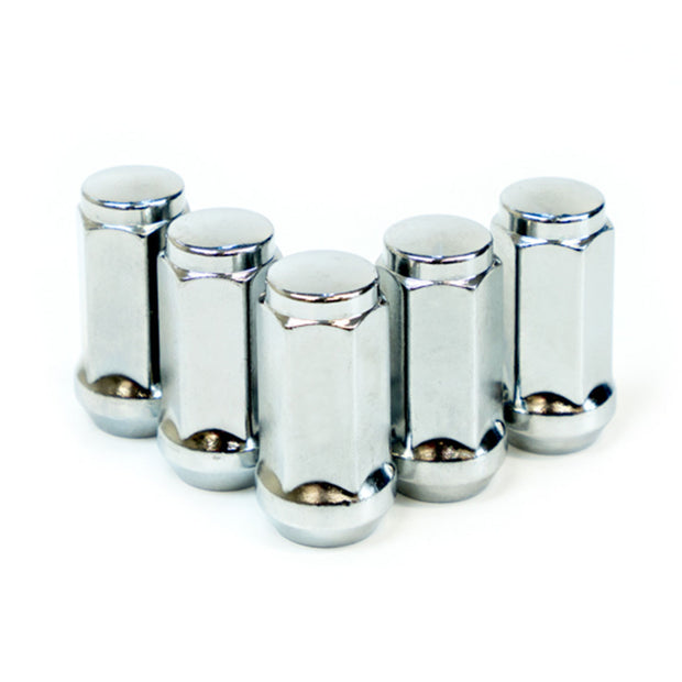 Wheel Nuts Flat Head Bulge 14x 1.5 Chr 45mm 5Pk