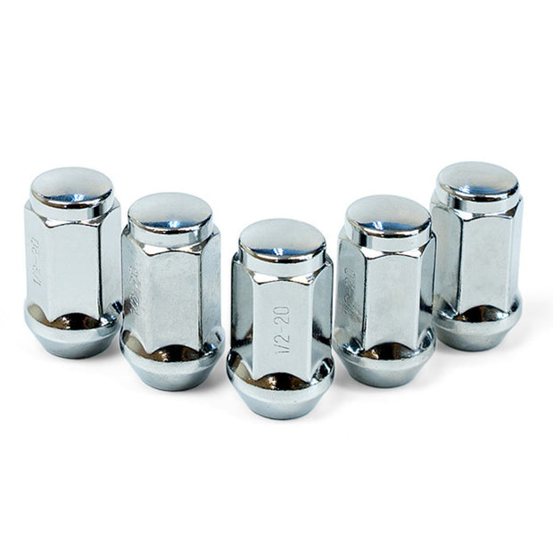 Wheel Nuts Flat Head Bulge 1/2" Chrome 40mm 5Pk